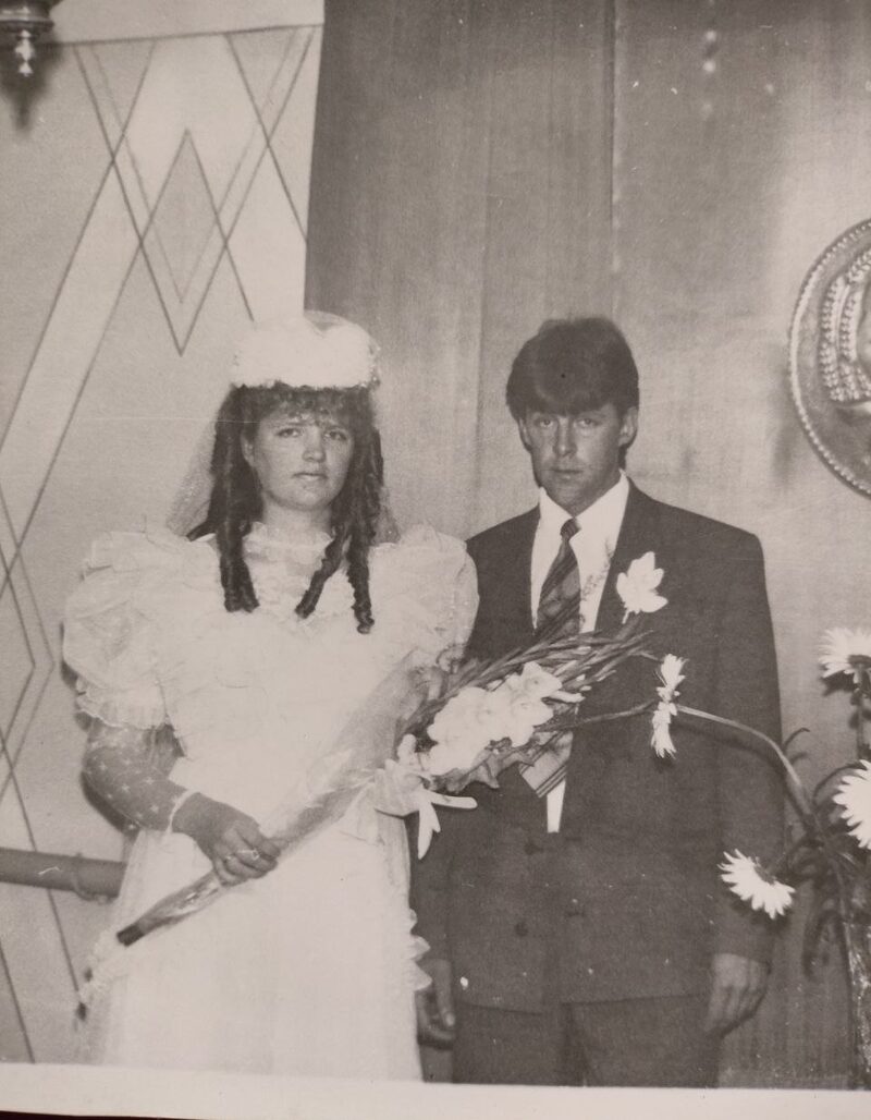 Black-and-white wedding photo
